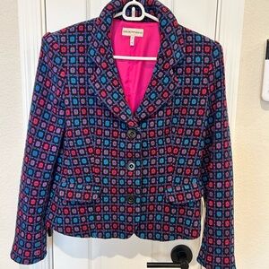 Emporio Armani Women's Pink and Blue Patterned Blazer